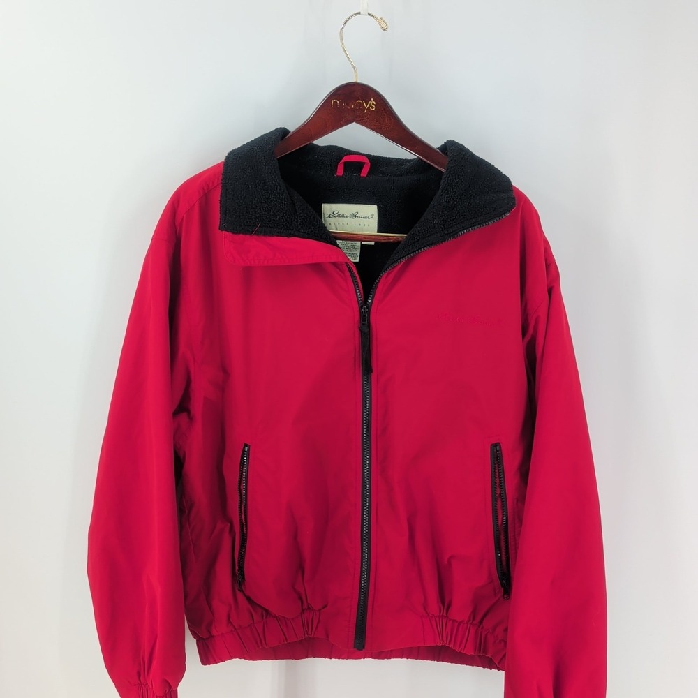 Vintage Eddie Bauer Long Sleeve Full Zip Fleece Lined Jacket‎ Black Size M